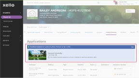 A student's profile in Xello with their enrollment decision highlighted